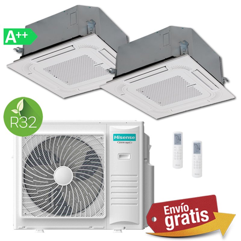 Aire Acondicionado Cassettes 2x1 Hisense 5AMW105U4RQC + ACT71UR4RJC8 + ACT71UR4RJC8