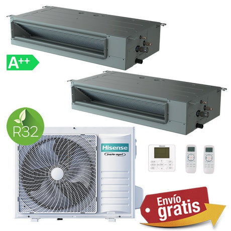 Aire Acondicionado Conductos 2x1 Hisense 3AMW72U4RJC + ADT35UX4RBL8 + ADT35UX4RBL8