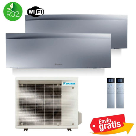 Aire Acondicionado Daikin Multisplit 2x1 Emura 3 2MXM50A9 + FTXJ25AS + FTXJ35AS Plata