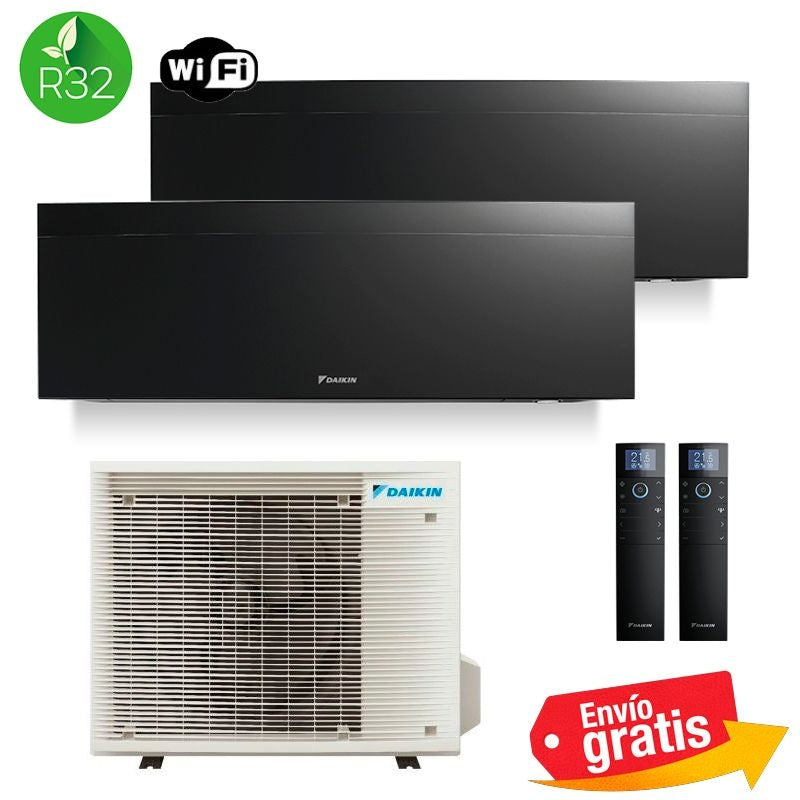 Aire Acondicionado Daikin Multisplit 2x1 Emura 3 2MXM40A9 + FTXJ25AB + FTXJ25AB Negro