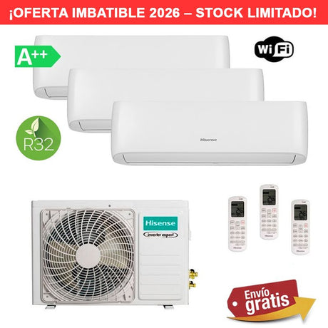 Aire Acondicionado Hisense Style MultiSplit 3x1 3AMW62U4RJC + CF25YR4BG + CF25YR4BG + CF35MR0BG