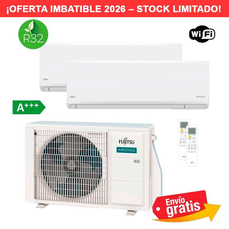 Aire Acondicionado Multisplit 2x1 Fujitsu AOY50M2-KB + ASY25-KN + ASY35-KN
