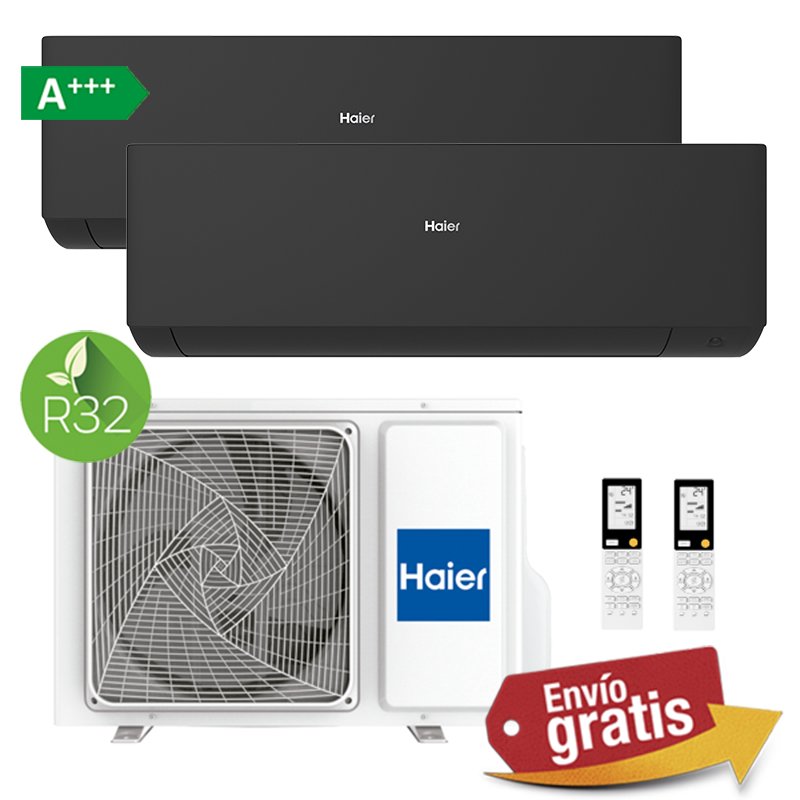 Aire Acondicionado Multisplit 2x1 Haier 2U40S2SM1FA + Expert 25 + Expert 25 (Negro)