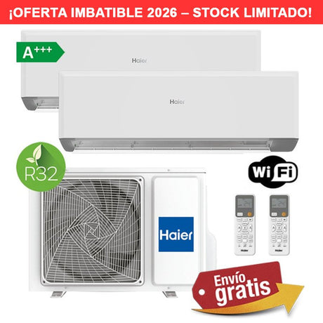 Aire Acondicionado Multisplit 2x1 Haier 2U50S2M1FA-3 + GEOS R+ 25 + GEOS R+ 35