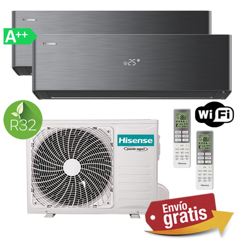 Aire Acondicionado multisplit 2x1 Hisense 2AMW42U4RGC + QH25XV4BG + QH35XV4BG