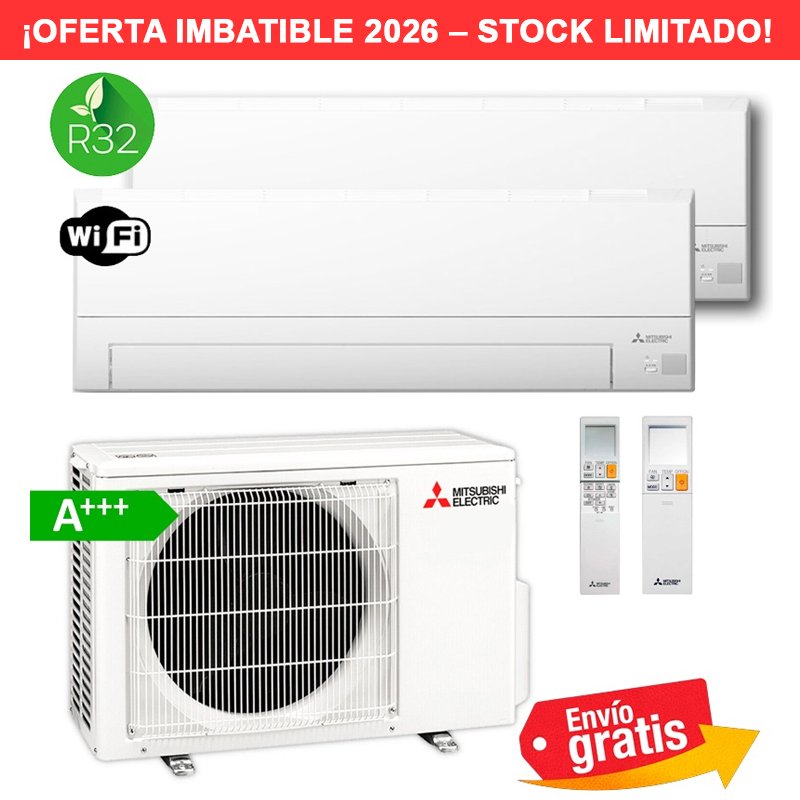 Aire Acondicionado MultiSplit 2x1 Mitsubishi MXZ-2F53VF + MSZ-AY25VGK + MSZ-AY35VGK