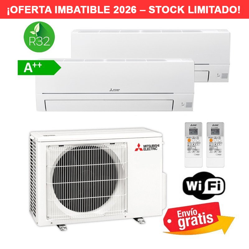 Aire Acondicionado MultiSplit 2x1 Mitsubishi MXZ-2HA40VF + MSZ-HR25VFK + MSZ-HR25VFK R32
