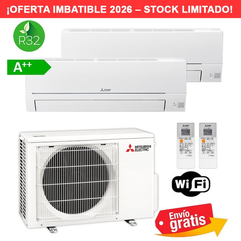 Aire Acondicionado MultiSplit 2x1 Mitsubishi MXZ-2HA50VF + MSZ-HR25VFK + MSZ-HR50VFK R32