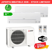 Aire Acondicionado MultiSplit 2x1 Mitsubishi MXZ-2HA50VF + MSZ-HR35VFK + MSZ-HR35VFK R32