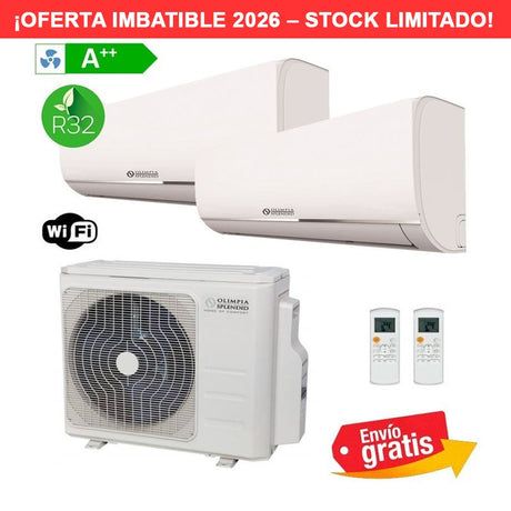 Aire acondicionado Multisplit 2x1 Olimpia Splendid NEXYA S5 Dual E 14 + unidades interiores NEXYA S4 9 + 12