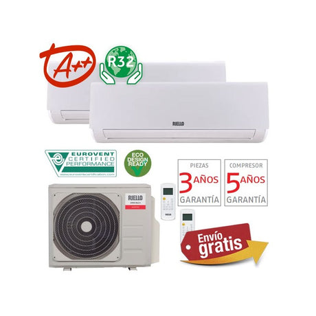 Aire Acondicionado Multisplit 2x1 Riello AIX250HIM8-1 + WR125HJM8-1 + WR135HJM8-1