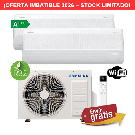 Aire Acondicionado Multisplit 2x1 Samsung AJ040TXJ2KG/EU + AR60F09C1AWNEU + AR60F09C1AWNEU