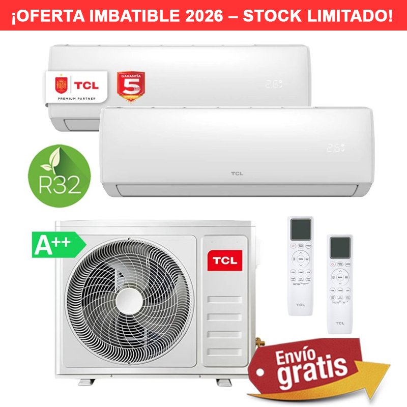 Aire Acondicionado Multisplit 2x1 TCL MT1420 + SN09F2S2 + SN09F2S2