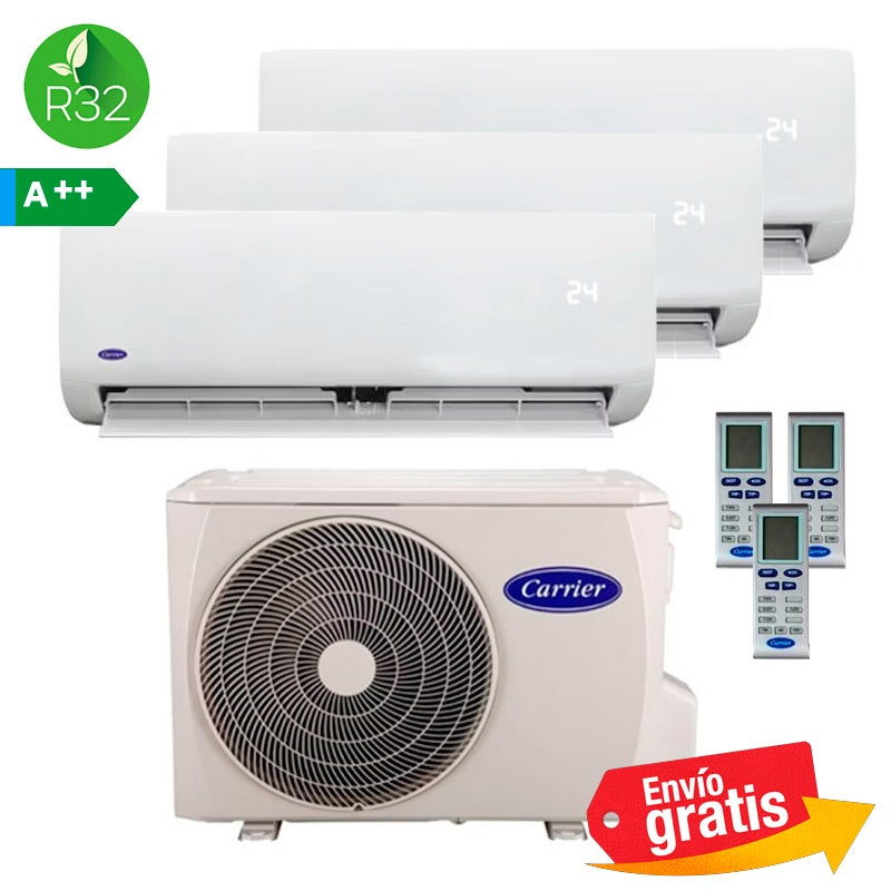 Aire Acondicionado Multisplit 3x1 Carrier 38QUS027D8S3 + 3 unidades interiores 42QHG009D8S