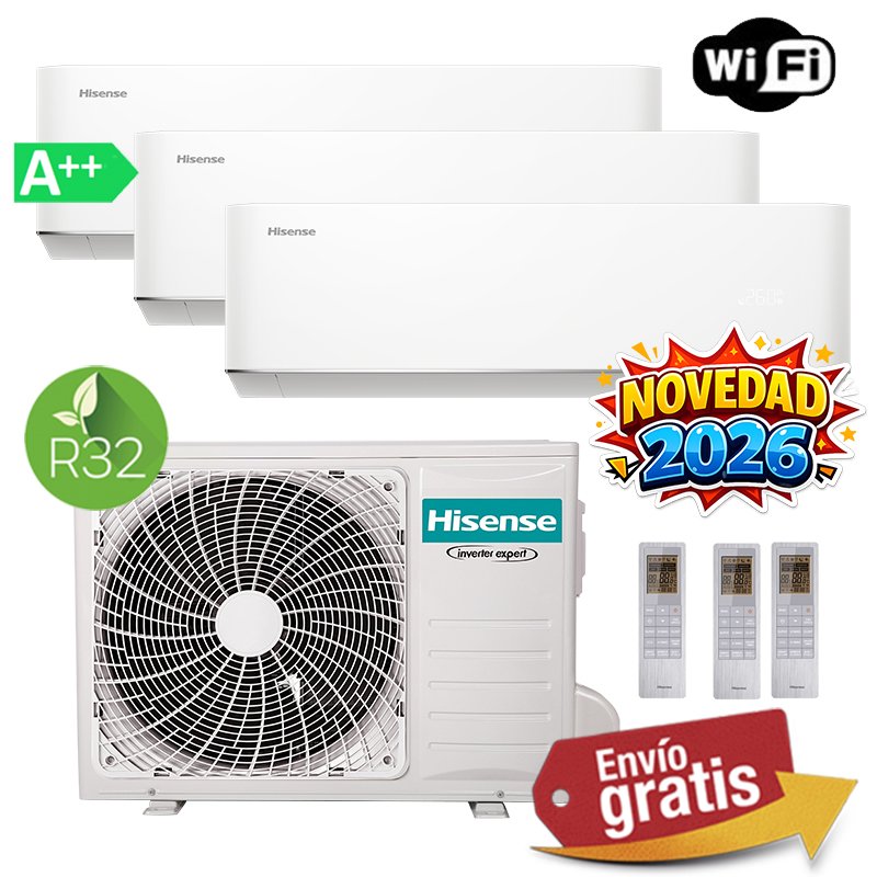 Aire Acondicionado Multisplit 3x1 Hisense 3AMW72U4RJC + HC25YC00G + HC35WU00G + HC35WU00G
