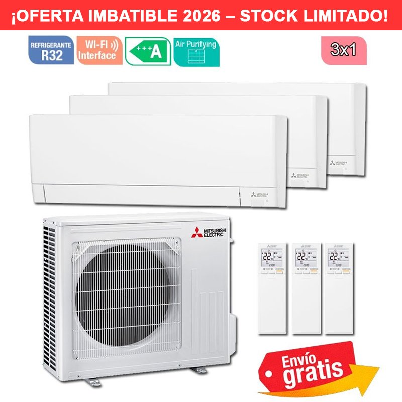 Aire Acondicionado Multisplit 3x1 Mitsubishi MXZ-3F68VF + MSZ-AY25VGK + MSZ-AY35VGK + MSZ-AY35VGK