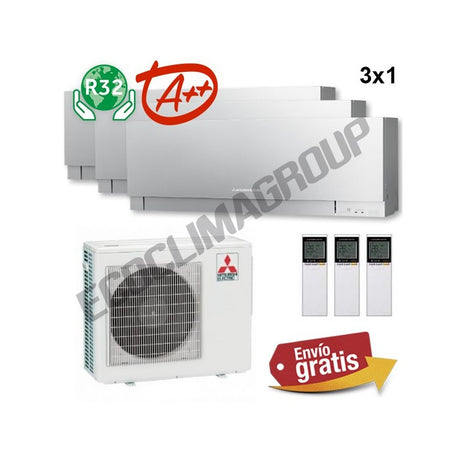 Aire Acondicionado Multisplit 3x1 Mitsubishi MXZ-3F68VF + MSZ-EF25VGK + MSZ-EF25VGK + MSZ-EF25VGK