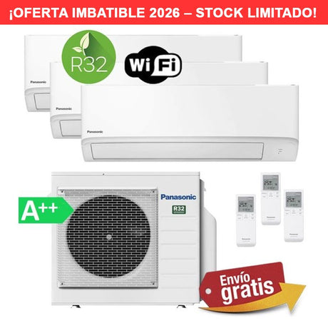 Aire Acondicionado Multisplit 3x1 Panasonic CU-3TZ52TBE + CS-TZ25ZKEW + CS-TZ25ZKEW + CS-TZ35ZKEW