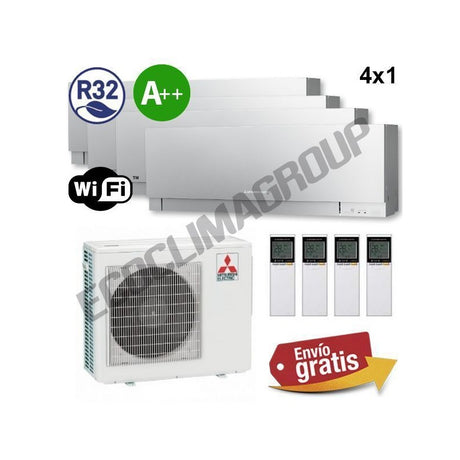 Aire Acondicionado Multisplit 4x1 Mitsubishi MXZ-4F80VF + MSZ-EF25VGK + MSZ-EF25VGK + MSZ-EF35VGK + MSZ-EF35VGK